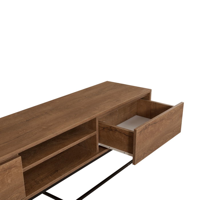Hanah Home Soporte TV Rodez 180 cm, Moderno y Elegante con Amplio Almacenamiento, Nogal y Negro